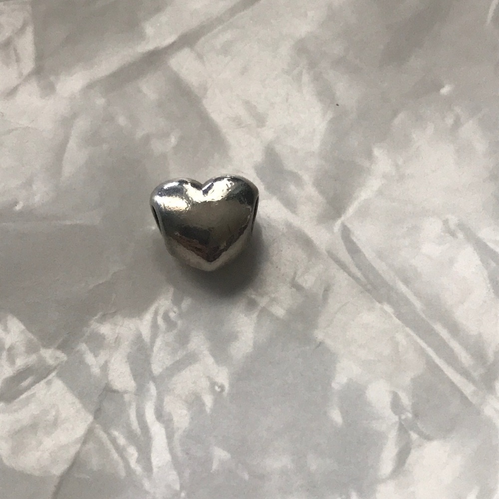 Authentic Solid Heart Pandora Silver Charm - image 2